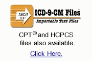 ASCII Files - ICD 9 codes, CPT codes, HCPCS codes