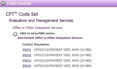 View the code set context of the Medical Code