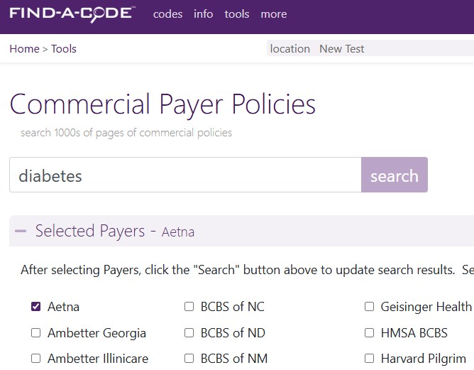 commercial payer policies search