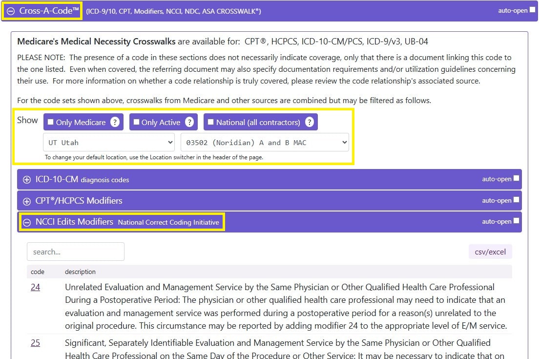 FindACode search with specialty filters.