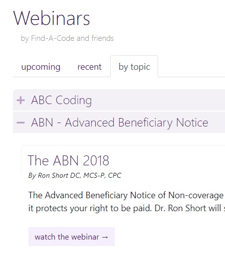 Webinars by topic tab was also updated
