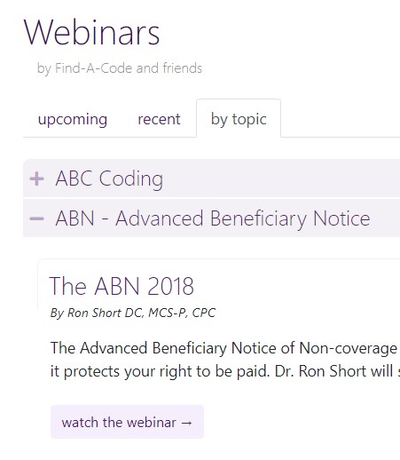 Webinars by topic tab was also updated