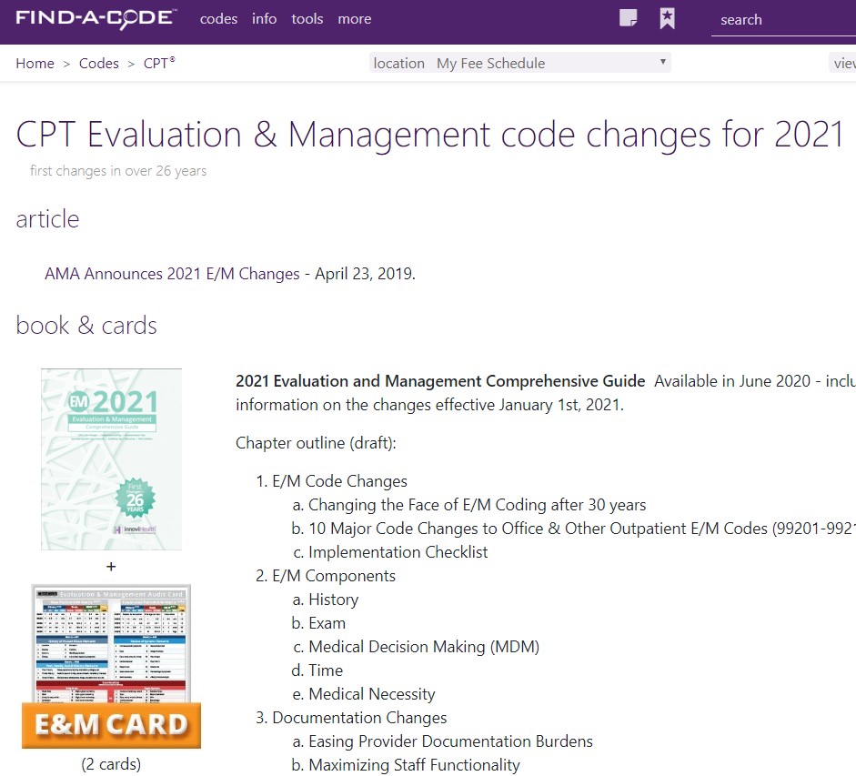 CPT Evaluation and management changes for 2021