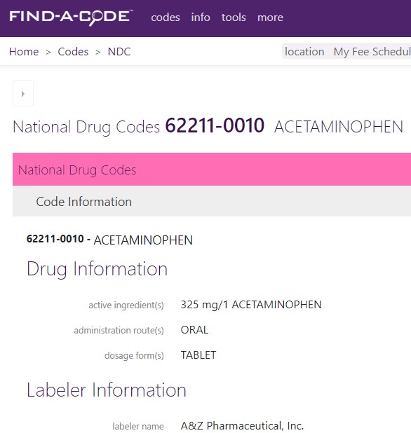 Updated NDC code information page