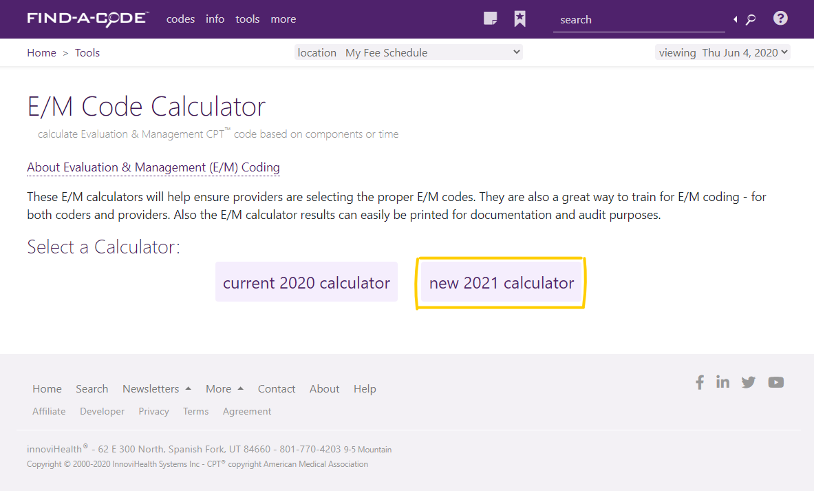 2021 E/M Calculator