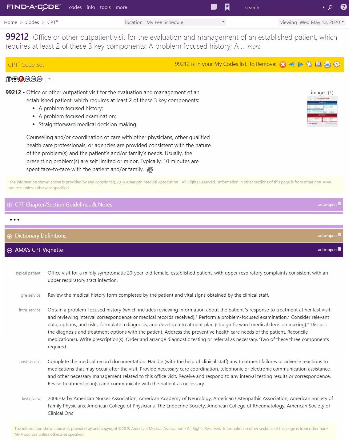 AMA Vignettes for CPT codes