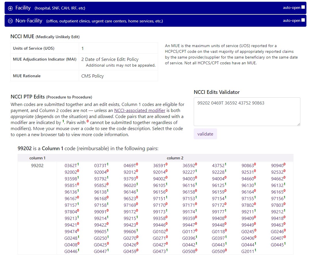 after updates to the the NCCI Edits section of the Code details pages