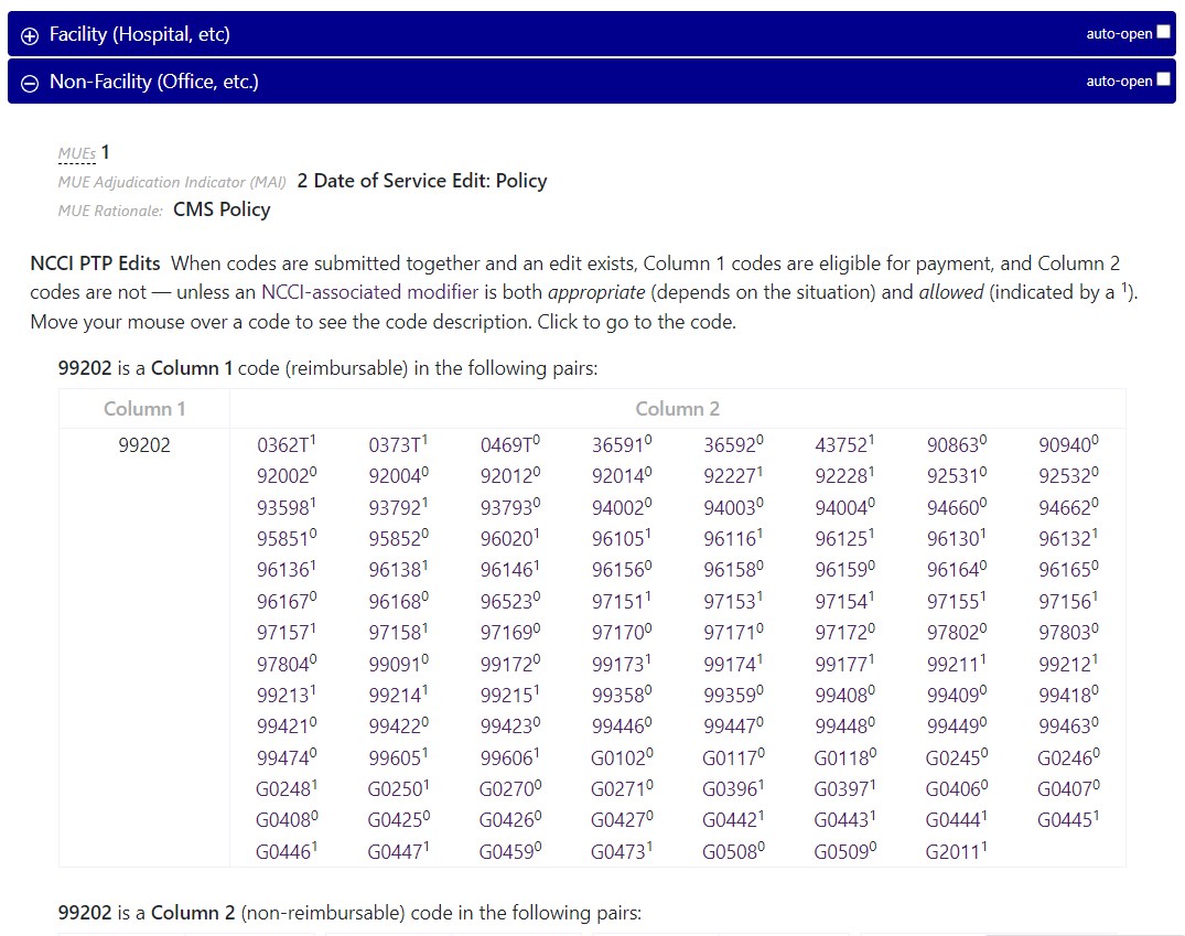 before Visual and tool updates to the NCCI Edits section of the Code details pages