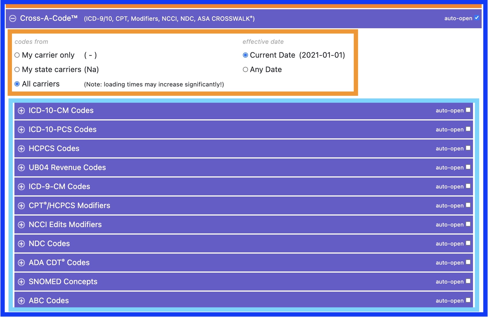 Cross-A-Code Options