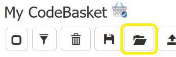 My CodeBasket header with load button highlighted