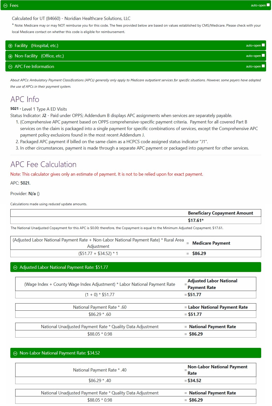 APC code fees