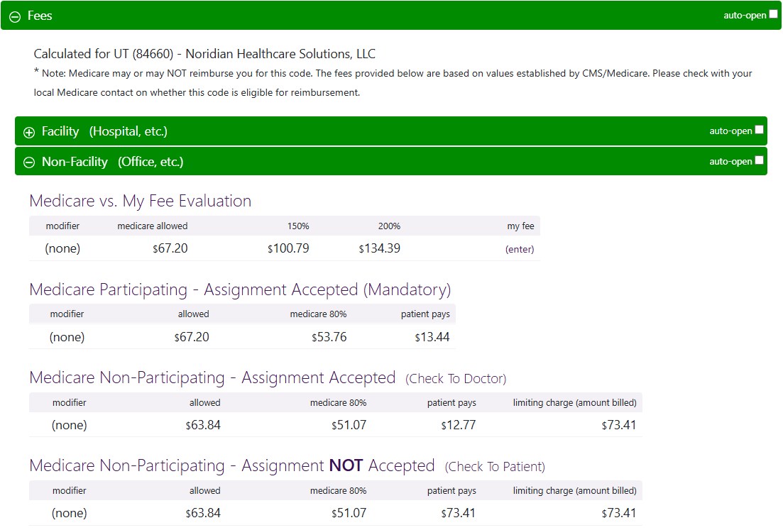 code details page fees section