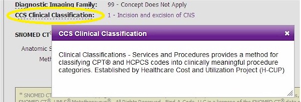 CCS Codes - Clinical Classification Codes - 2