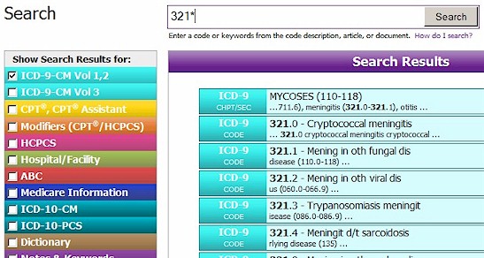 medical code wildcard search