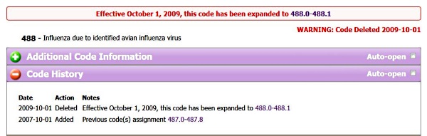 ICD-9 Code History
