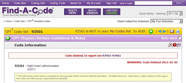 CPT HCPCS deleted code messages.