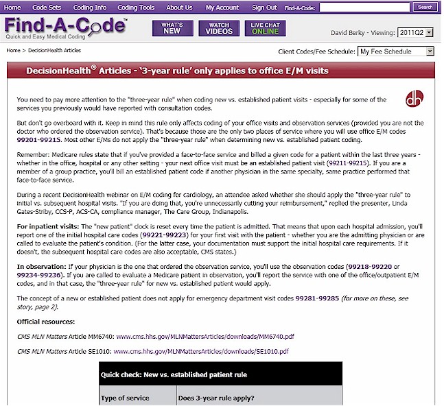 Decision Health  Articles from Coder Pink Sheets, Part B News and Answer Books